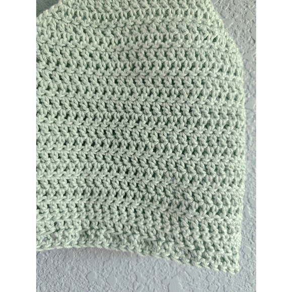 Crochet Open Knit V-Neck Cropped Tank - Mint (Handmade) - Picture 5 of 9